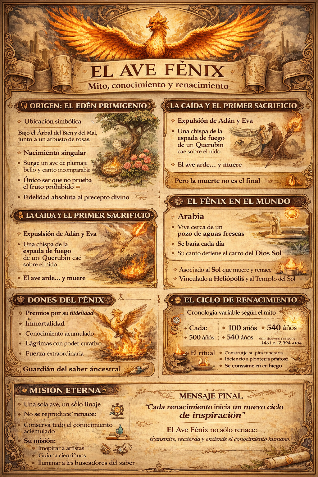 Infografía sobre el mito del Fénix